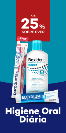 Produtos de higiene oral com destaque promocional de até 25% sobre preço de Venda ao Público Recomendado